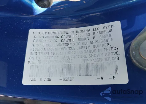 2019 Honda Insight Touring from USA, damaged, VIN 19XZE4F91KE027983